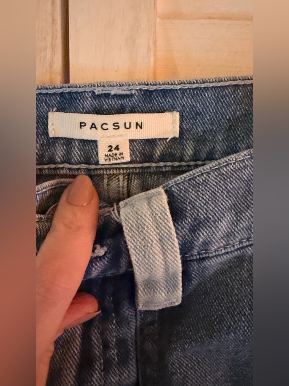 PacSun Women's Light Blue Denim Jeans painters style two different washes.